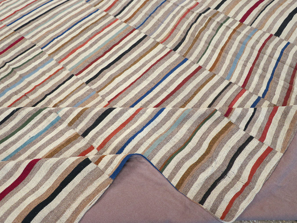 Modern Turkish Flatweave Kilim Oversize Square Carpet, No.31431 - Staging