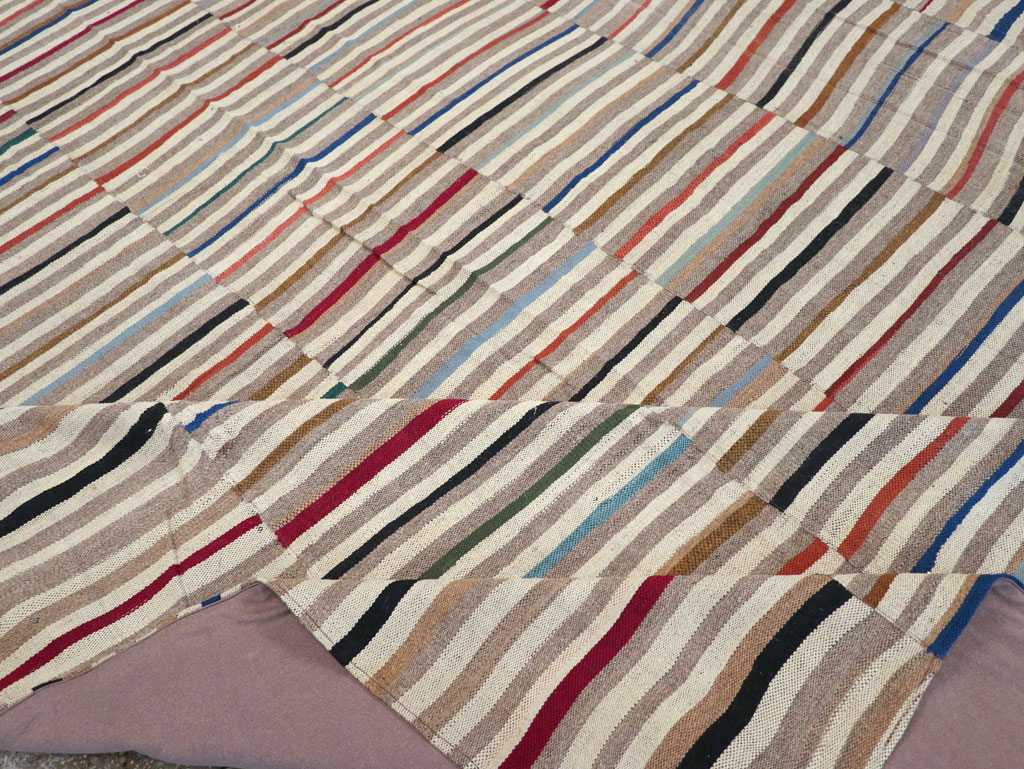 Modern Turkish Flatweave Kilim Oversize Square Carpet, No.31431 - Staging