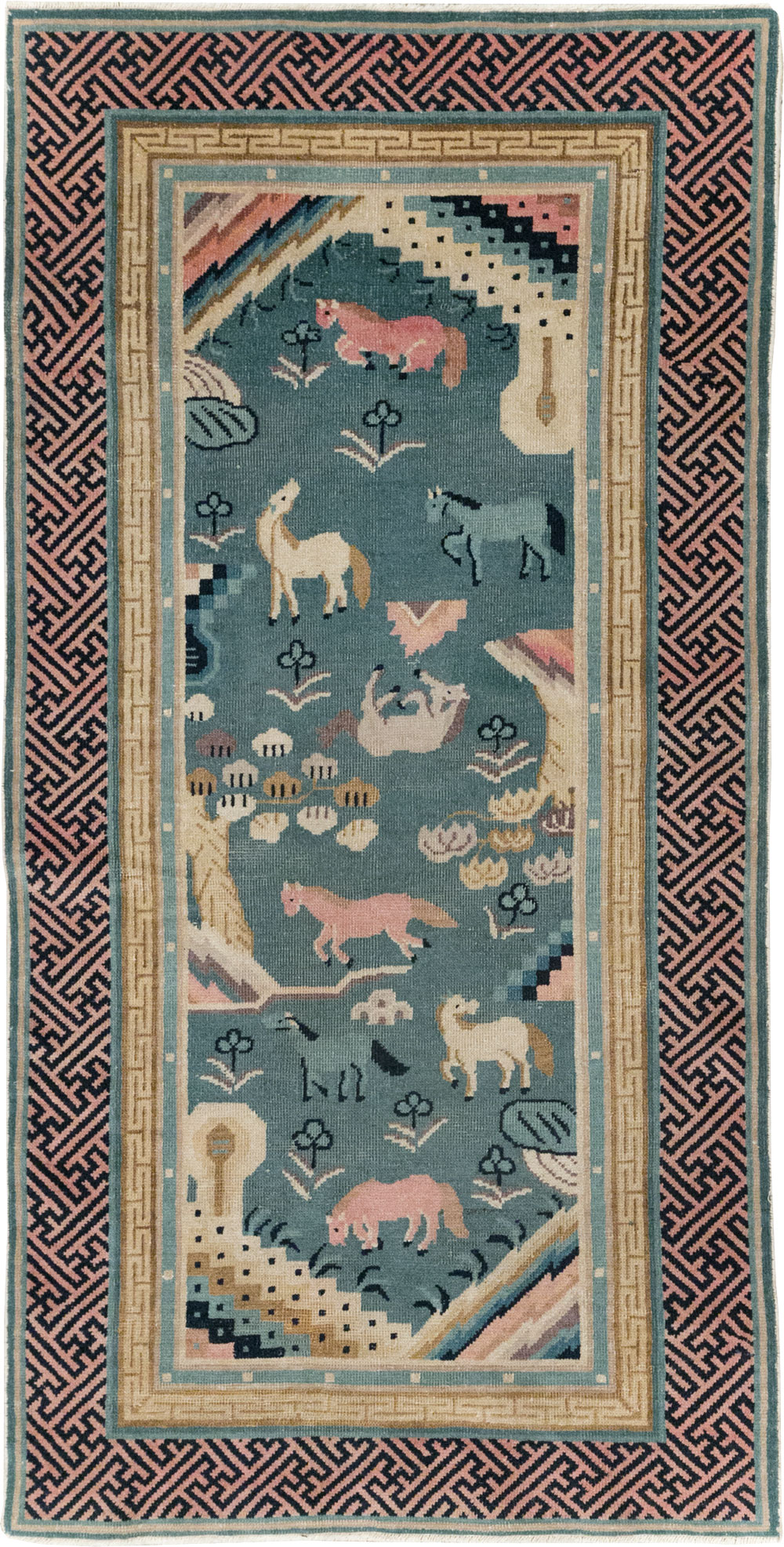 Antique Chinese Pictorial Throw Rug, No.31445 - Staging