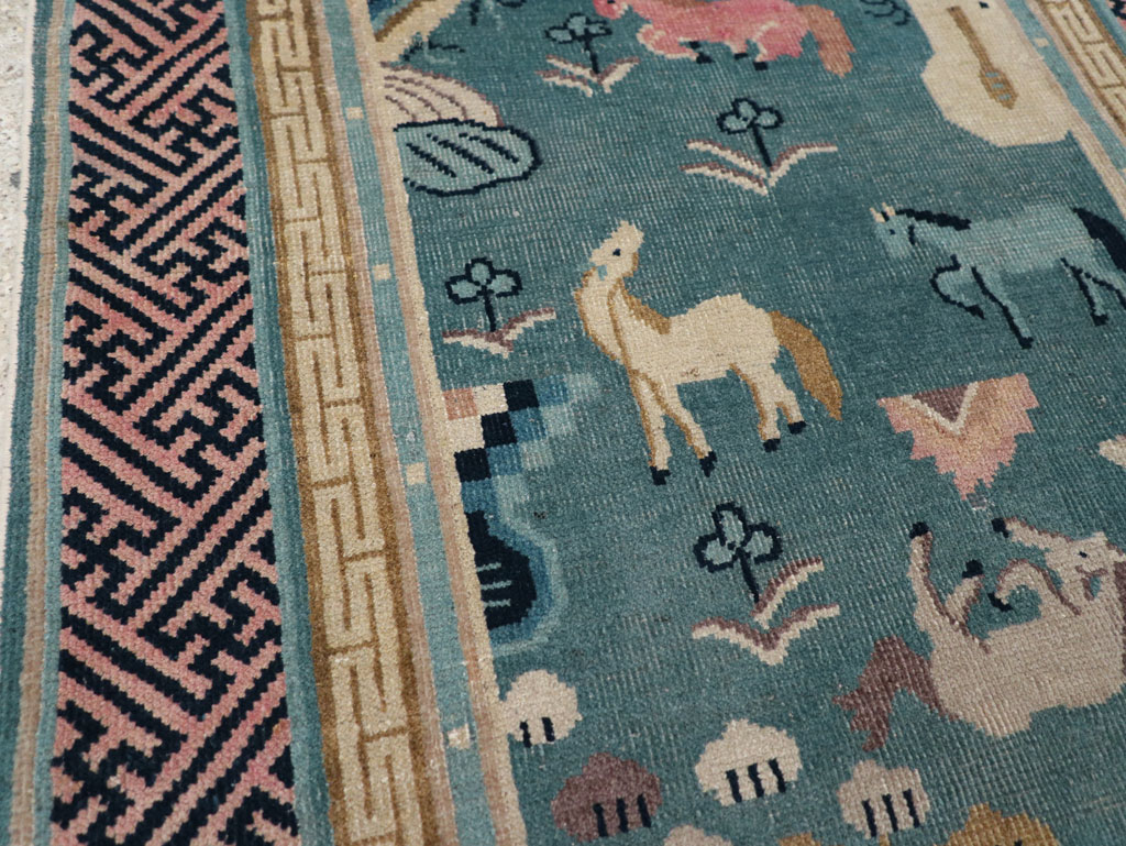 Antique Chinese Pictorial Throw Rug, No.31445 - Staging