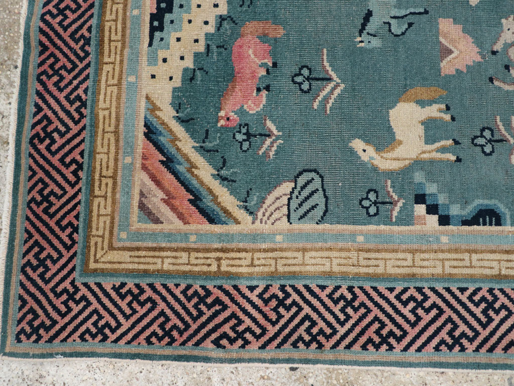 Antique Chinese Pictorial Throw Rug, No.31445 - Staging