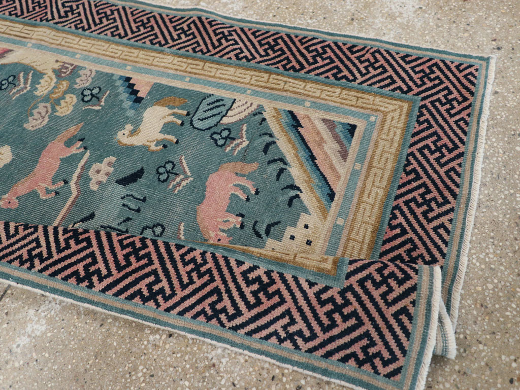 Antique Chinese Pictorial Throw Rug, No.31445 - Staging