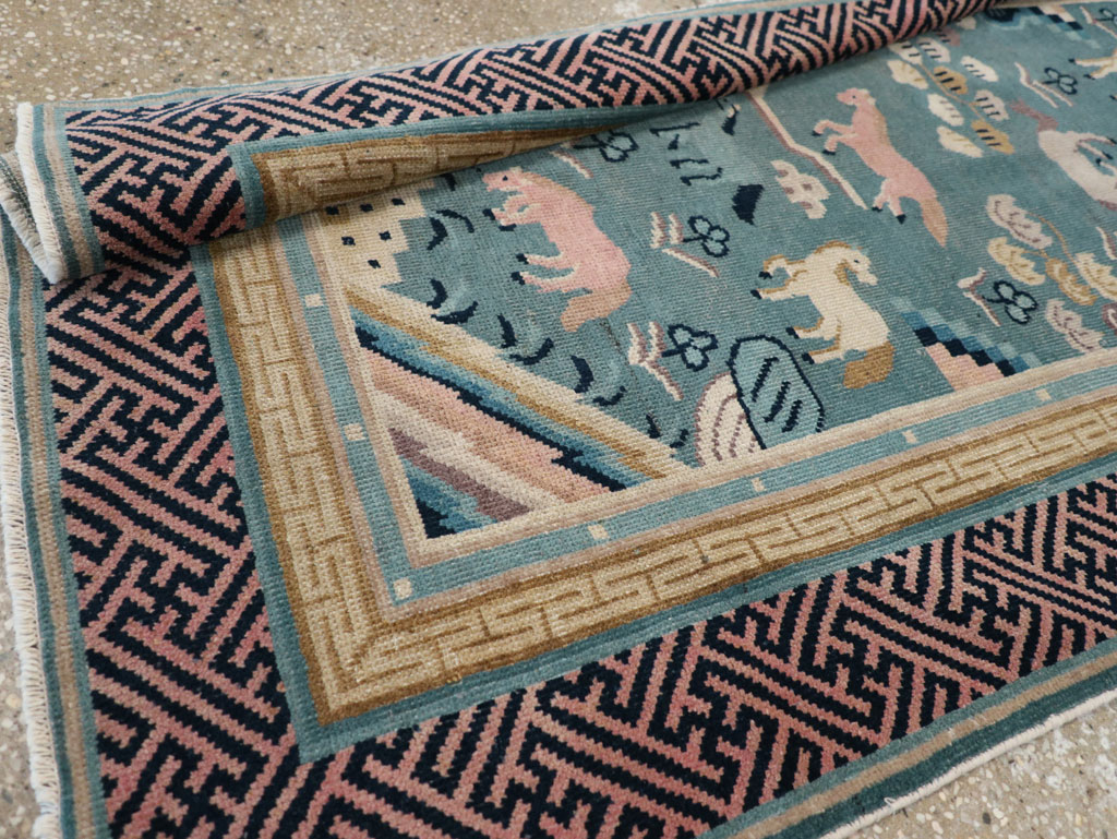 Antique Chinese Pictorial Throw Rug, No.31445 - Staging