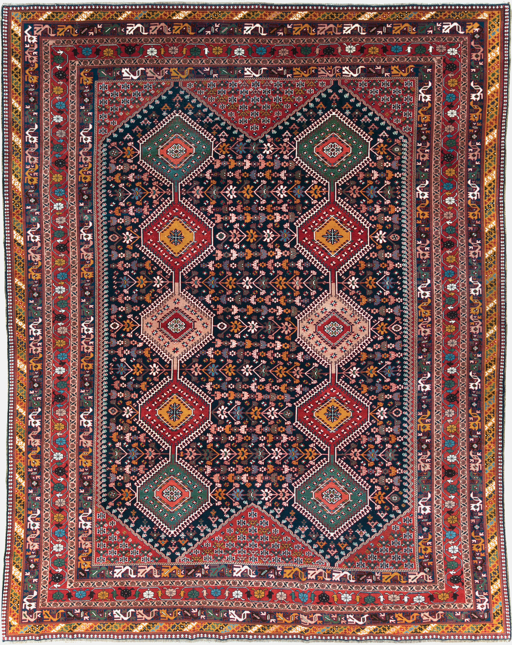 Vintage Persian Afshar Room Size Carpet, No.31446 - Staging