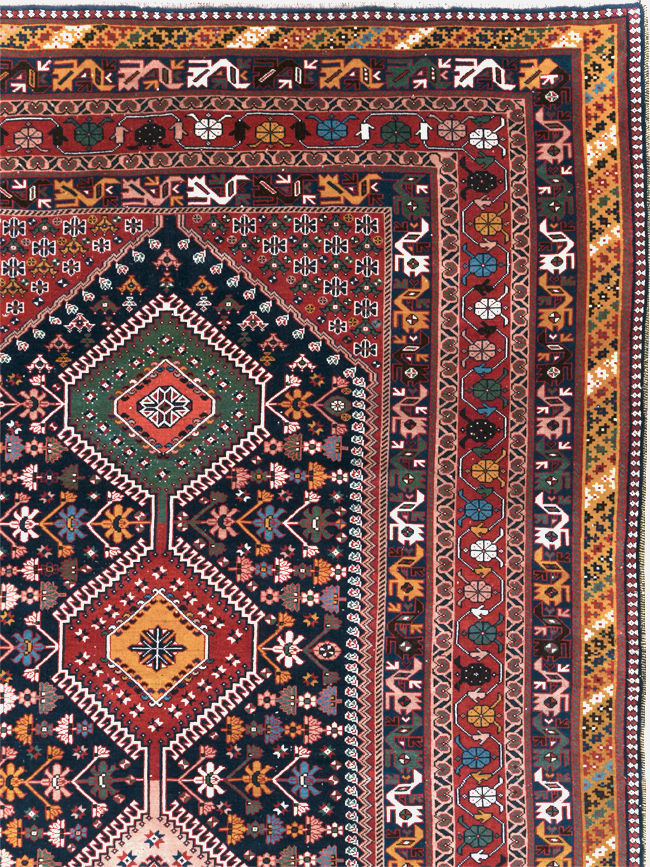 Vintage Persian Afshar Room Size Carpet, No.31446 - Staging