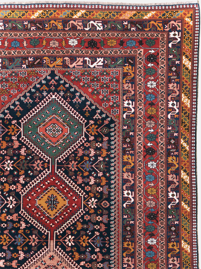 Vintage Persian Afshar Room Size Carpet, No.31446 - Staging