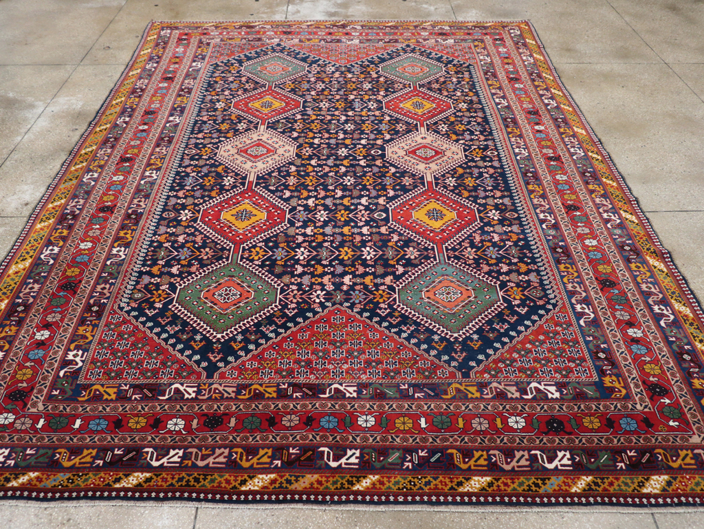 Vintage Persian Afshar Room Size Carpet, No.31446 - Staging