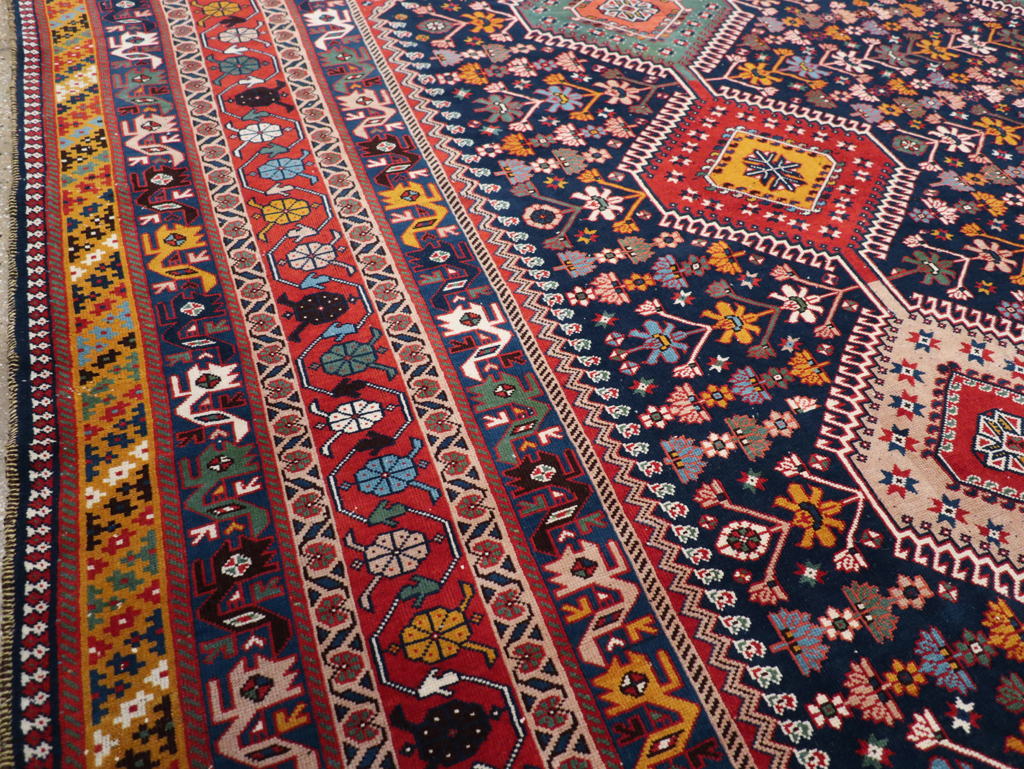 Vintage Persian Afshar Room Size Carpet, No.31446 - Staging