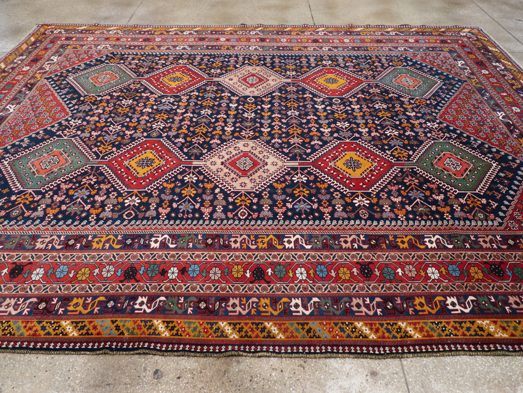 Vintage Persian Afshar Room Size Carpet, No.31446 - Staging