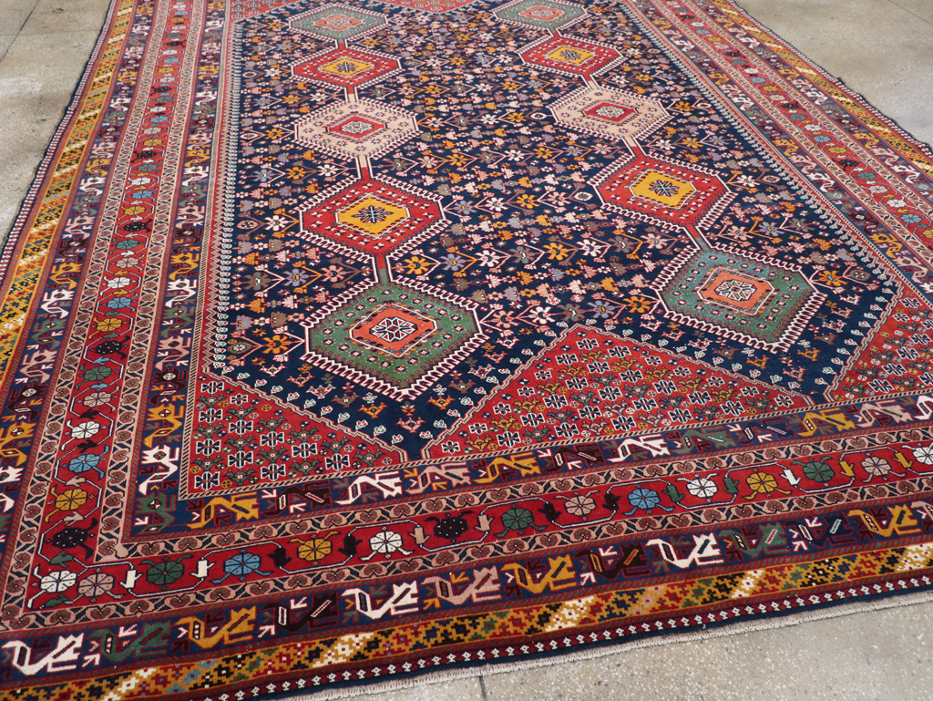 Vintage Persian Afshar Room Size Carpet, No.31446 - Staging