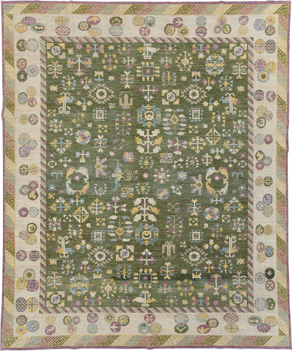 Modern East Turkestan Khotan Room Size Carpet, No.31454 - Staging