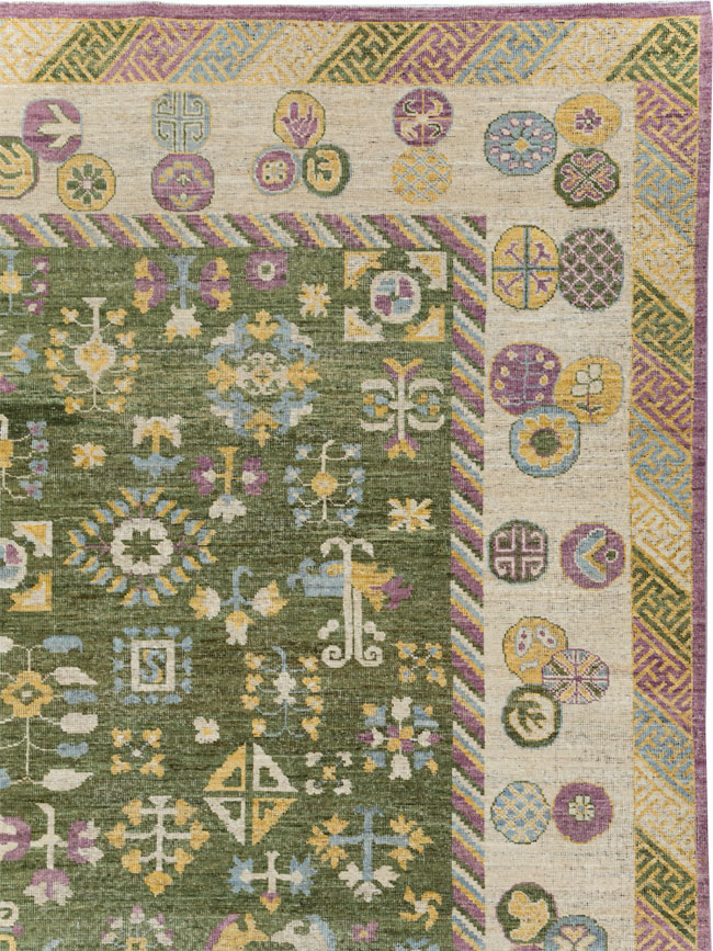 Modern East Turkestan Khotan Room Size Carpet, No.31454 - Staging