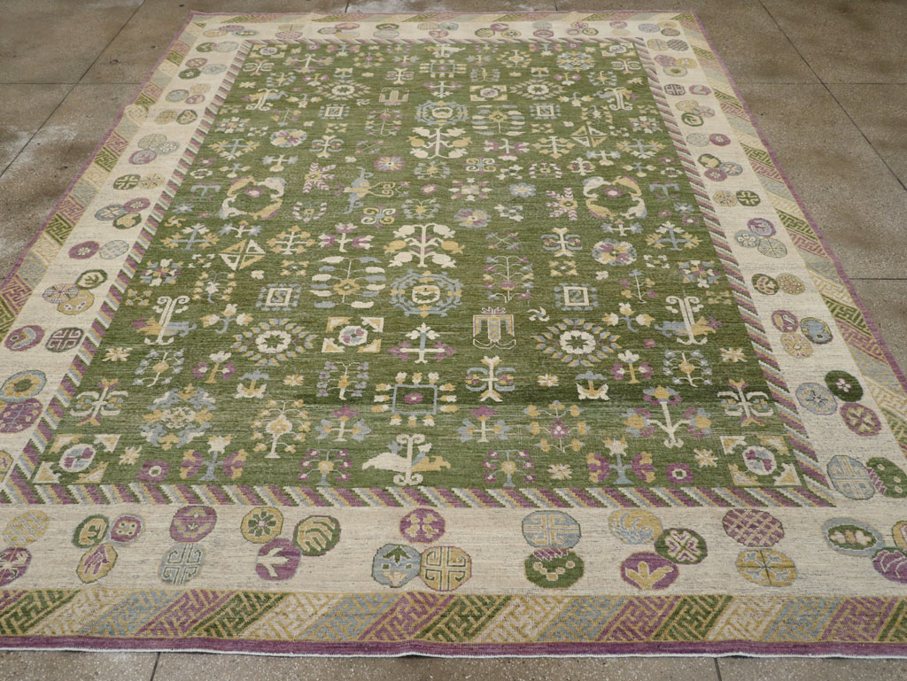 Modern East Turkestan Khotan Room Size Carpet, No.31454 - Staging