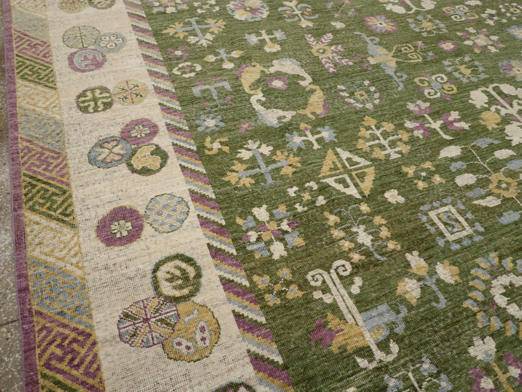 Modern East Turkestan Khotan Room Size Carpet, No.31454 - Staging