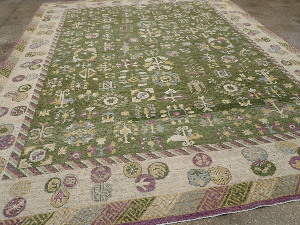 Modern East Turkestan Khotan Room Size Carpet, No.31454 - Staging