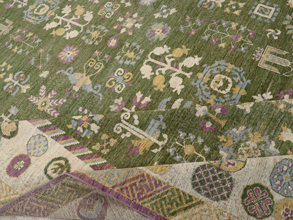 Modern East Turkestan Khotan Room Size Carpet, No.31454 - Staging