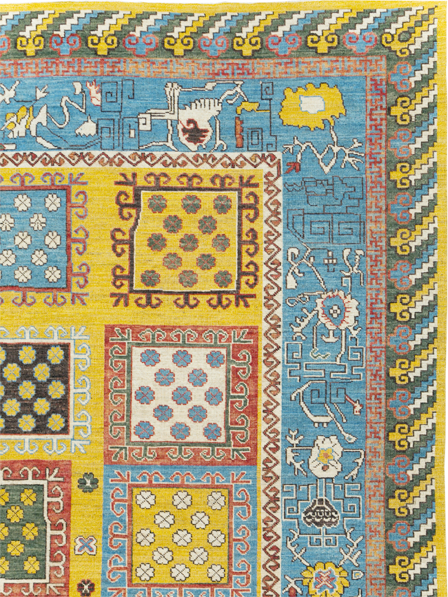 Modern East Turkestan Khotan Room Size Carpet, No.31455 - Staging