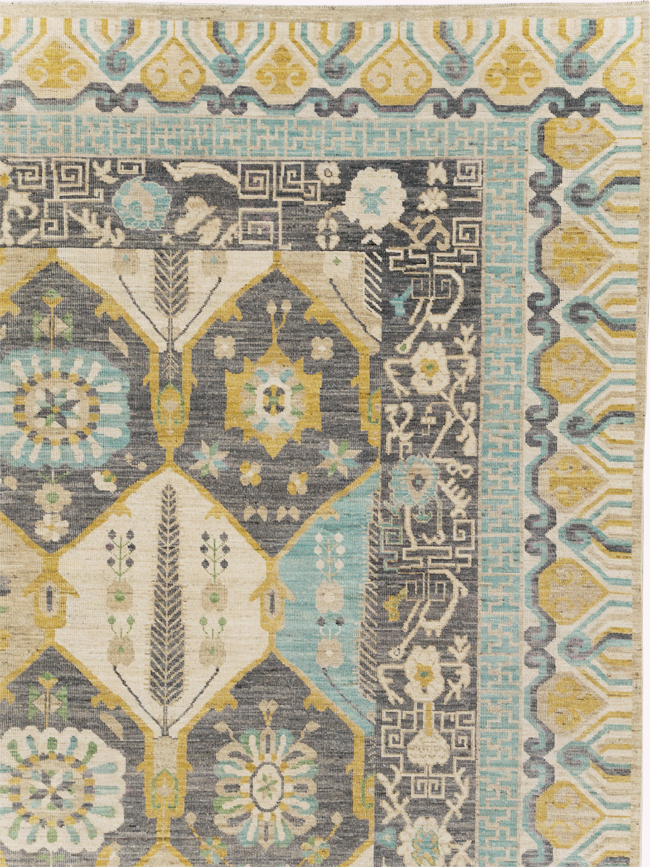 Modern East Turkestan Khotan Room Size Carpet, No.31456 - Staging