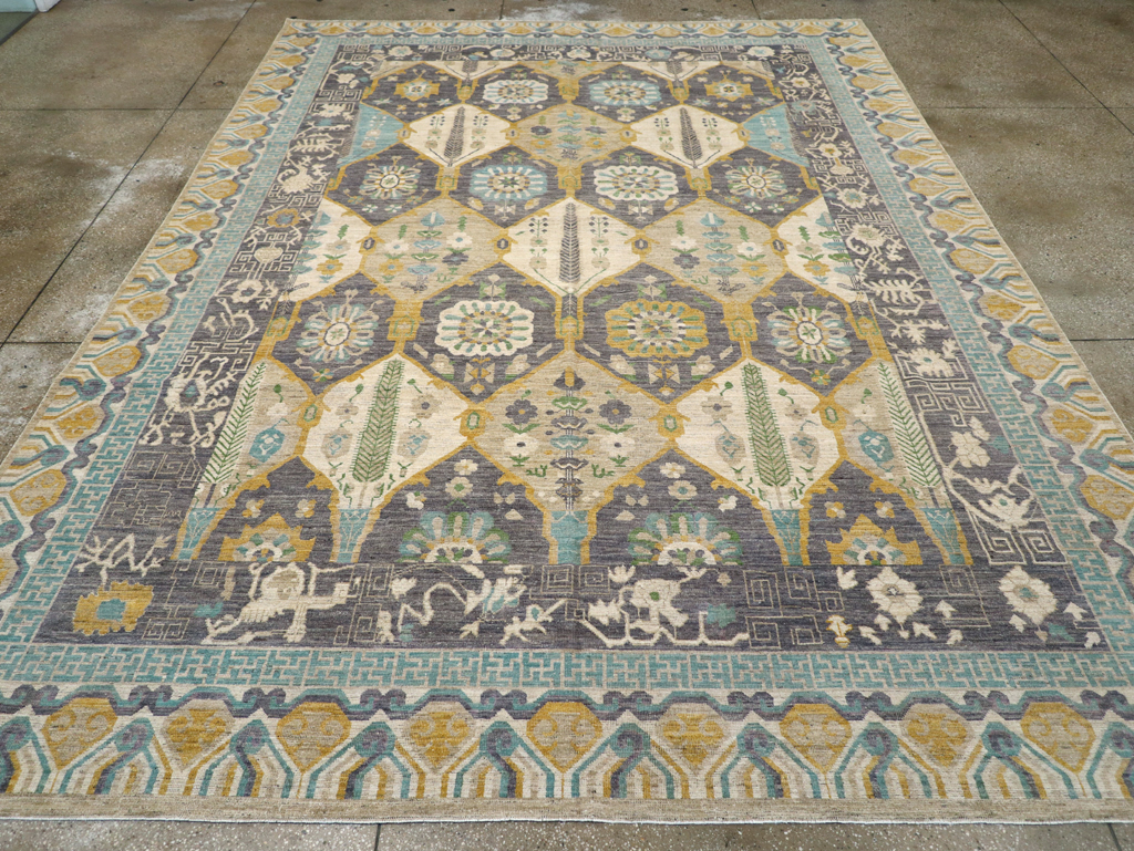 Modern East Turkestan Khotan Room Size Carpet, No.31456 - Staging