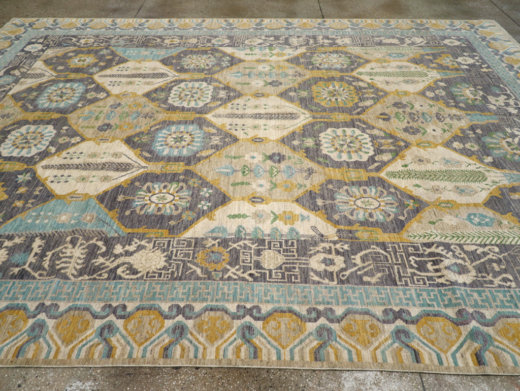 Modern East Turkestan Khotan Room Size Carpet, No.31456 - Staging