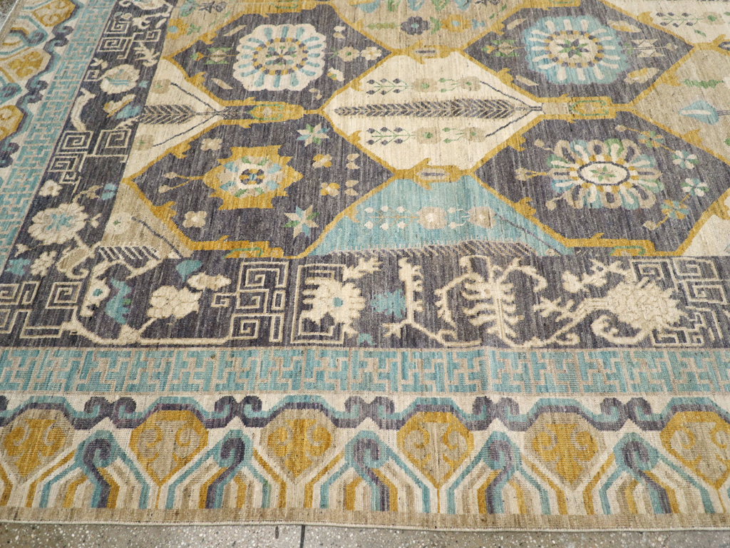 Modern East Turkestan Khotan Room Size Carpet, No.31456 - Staging
