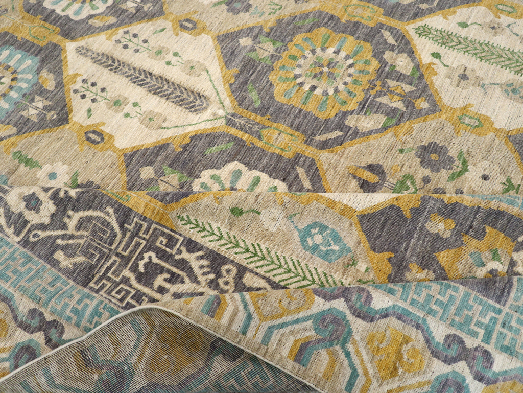 Modern East Turkestan Khotan Room Size Carpet, No.31456 - Staging