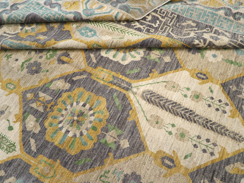 Modern East Turkestan Khotan Room Size Carpet, No.31456 - Staging