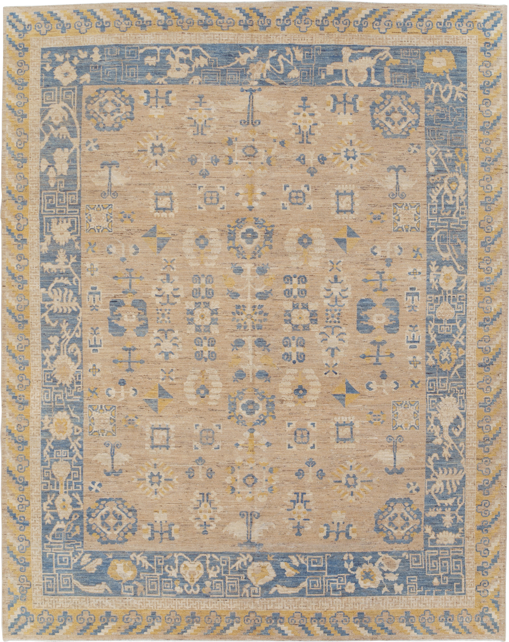 Modern East Turkestan Khotan Room Size Carpet, No.31458 - Staging