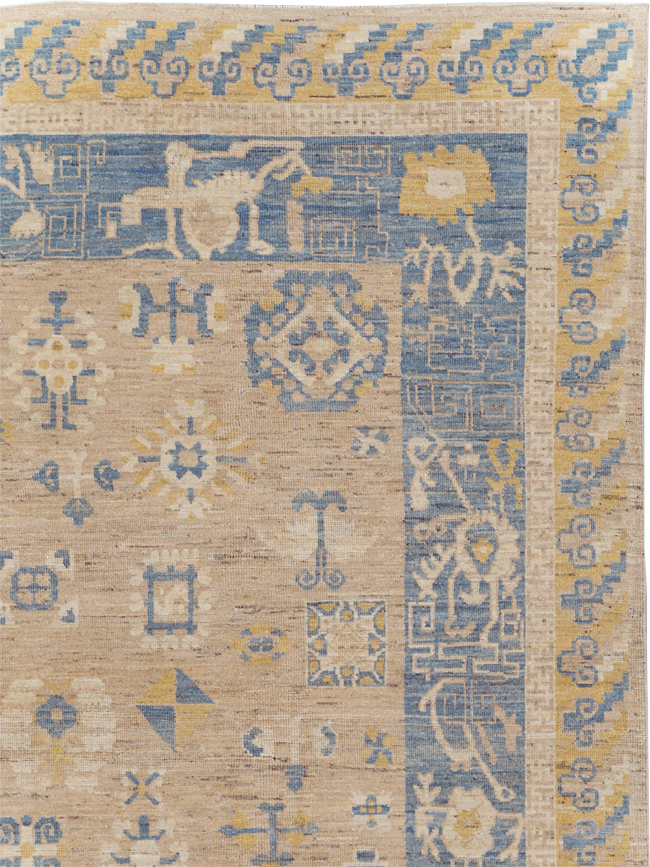 Modern East Turkestan Khotan Room Size Carpet, No.31458 - Staging