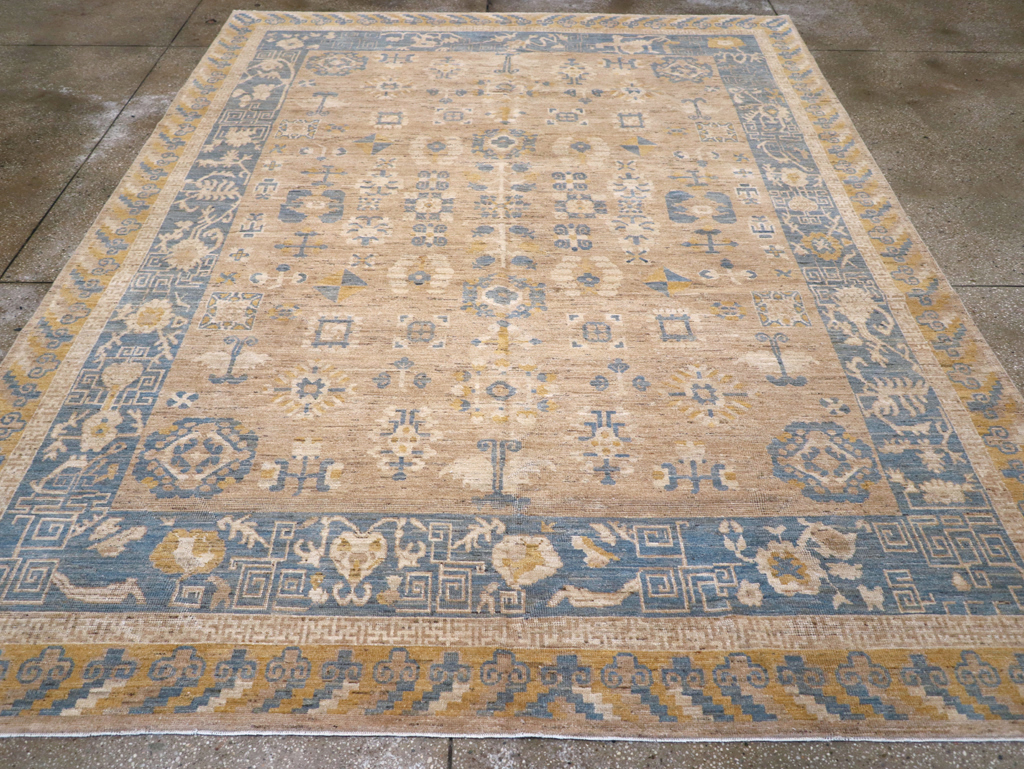 Modern East Turkestan Khotan Room Size Carpet, No.31458 - Staging