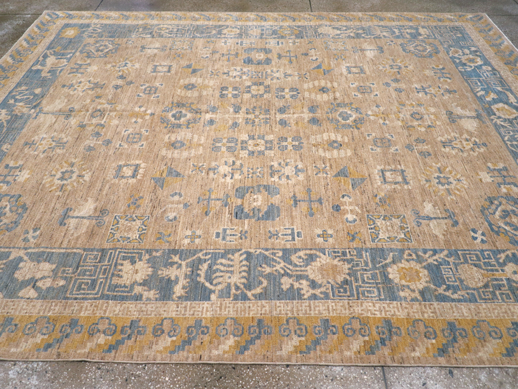 Modern East Turkestan Khotan Room Size Carpet, No.31458 - Staging