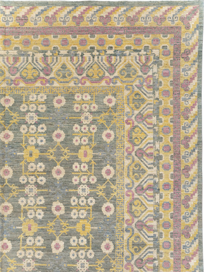 Modern East Turkestan Khotan Room Size Carpet, No.31459 - Staging