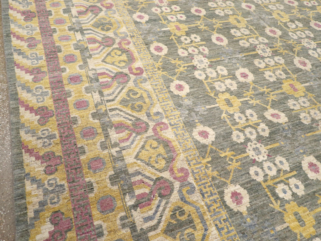 Modern East Turkestan Khotan Room Size Carpet, No.31459 - Staging