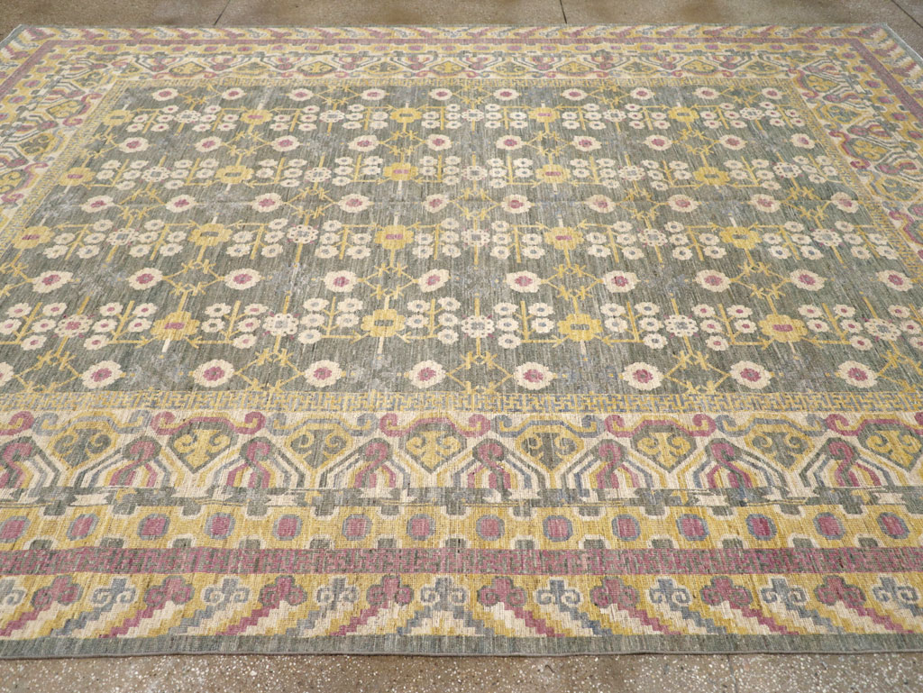 Modern East Turkestan Khotan Room Size Carpet, No.31459 - Staging