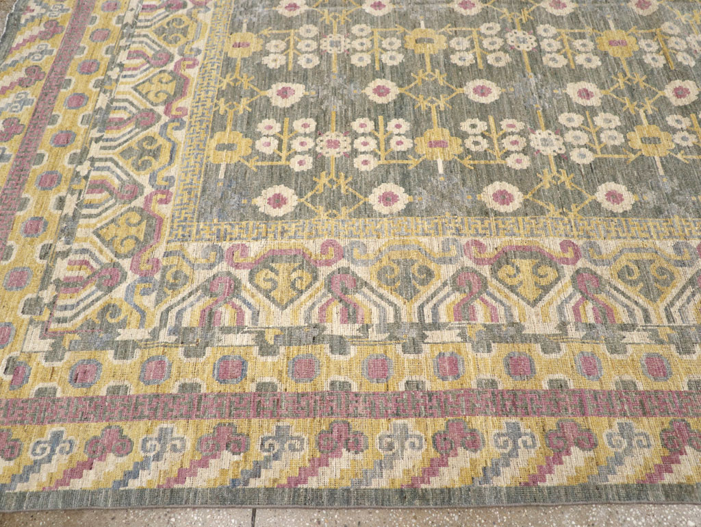 Modern East Turkestan Khotan Room Size Carpet, No.31459 - Staging