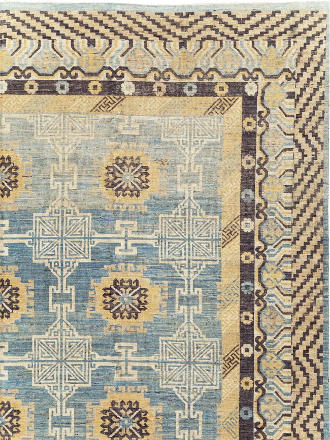 Modern East Turkestan Khotan Room Size Carpet, No.31461 - Staging
