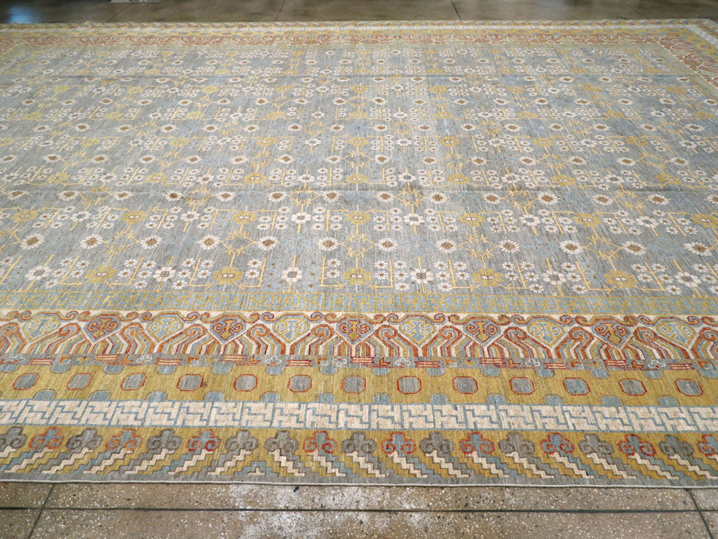 Contemporary East Turkestan Khotan Oversize Carpet, No.31462 - Staging