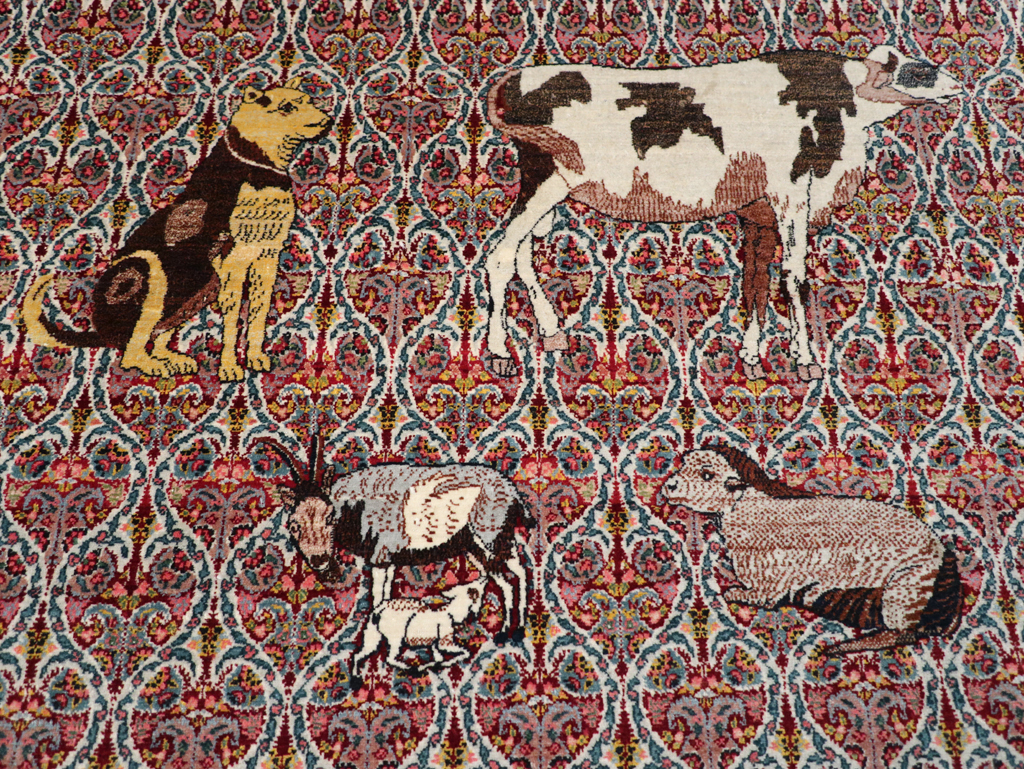 Antique Persian Tabriz Pictorial Room Size Carpet, No.31468 - Staging