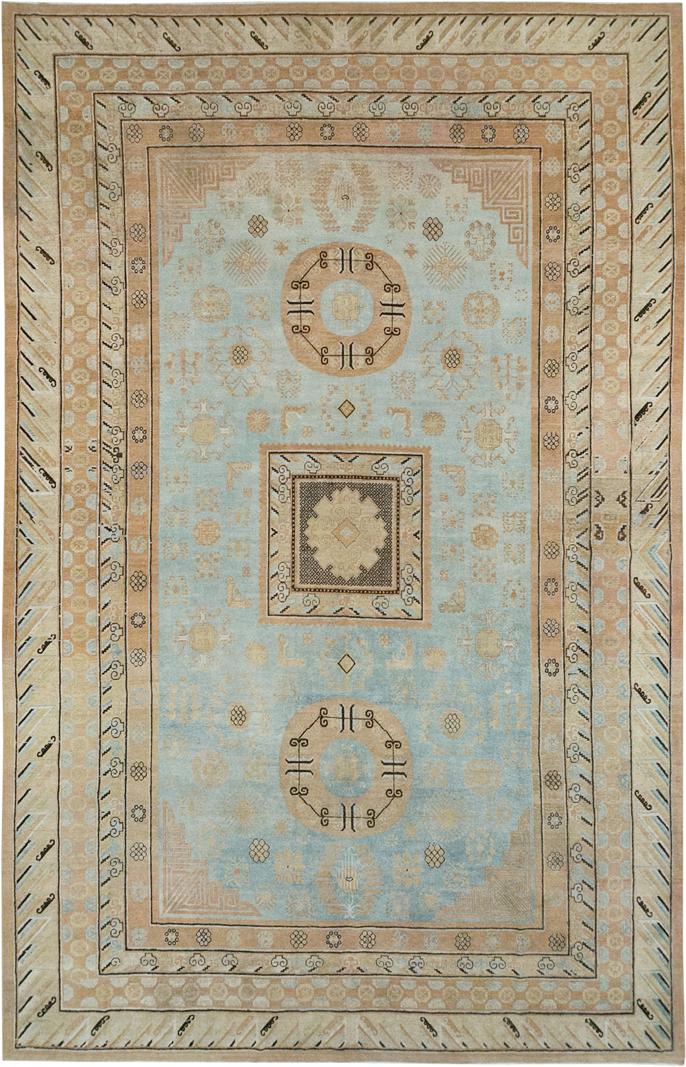 Antique East Turkestan Khotan Large Carpet, No.31472 - Staging