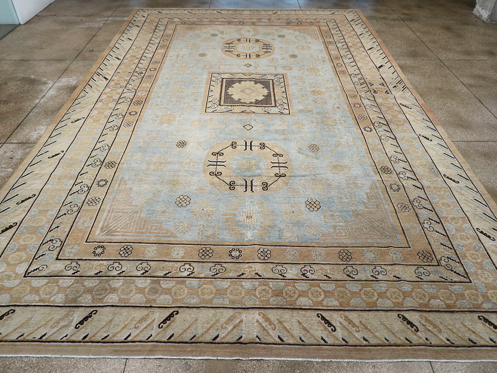 Antique East Turkestan Khotan Large Carpet, No.31472 - Staging