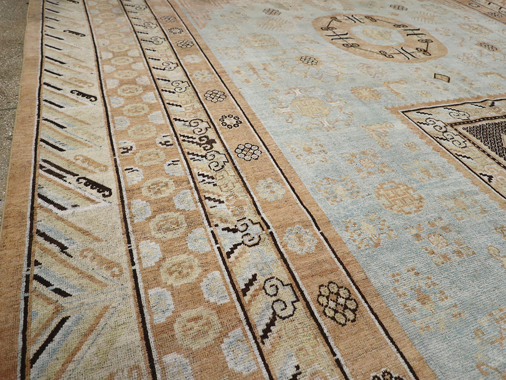 Antique East Turkestan Khotan Large Carpet, No.31472 - Staging