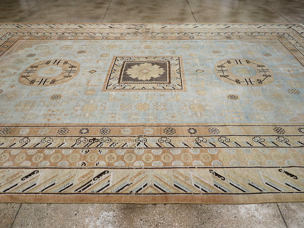 Antique East Turkestan Khotan Large Carpet, No.31472 - Staging