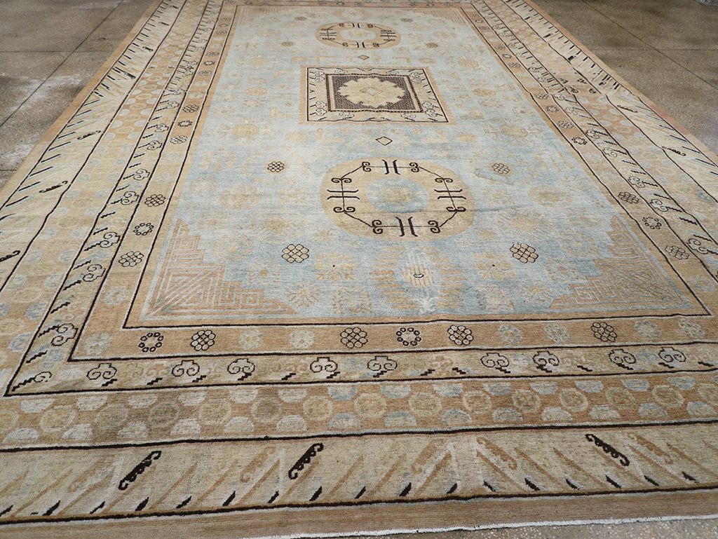 Antique East Turkestan Khotan Large Carpet, No.31472 - Staging