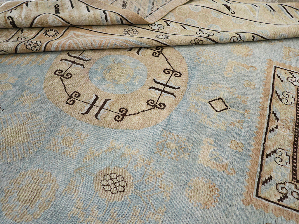 Antique East Turkestan Khotan Large Carpet, No.31472 - Staging