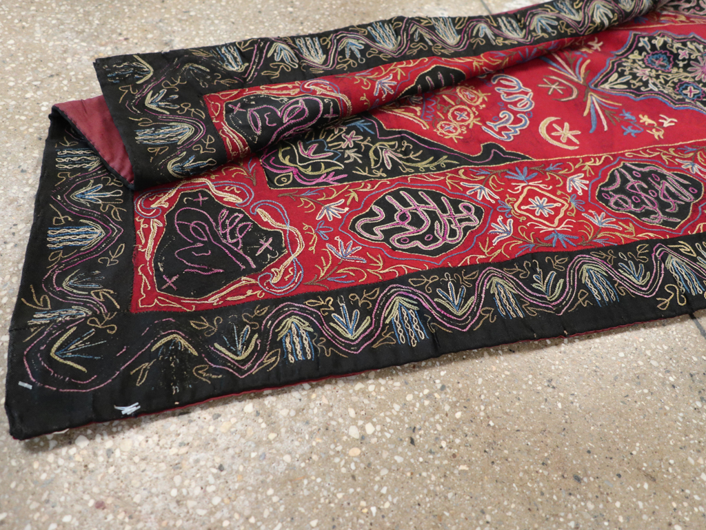 Vintage Indian Embroidered Wall Hanging Textile Runner, No.31478 - Staging
