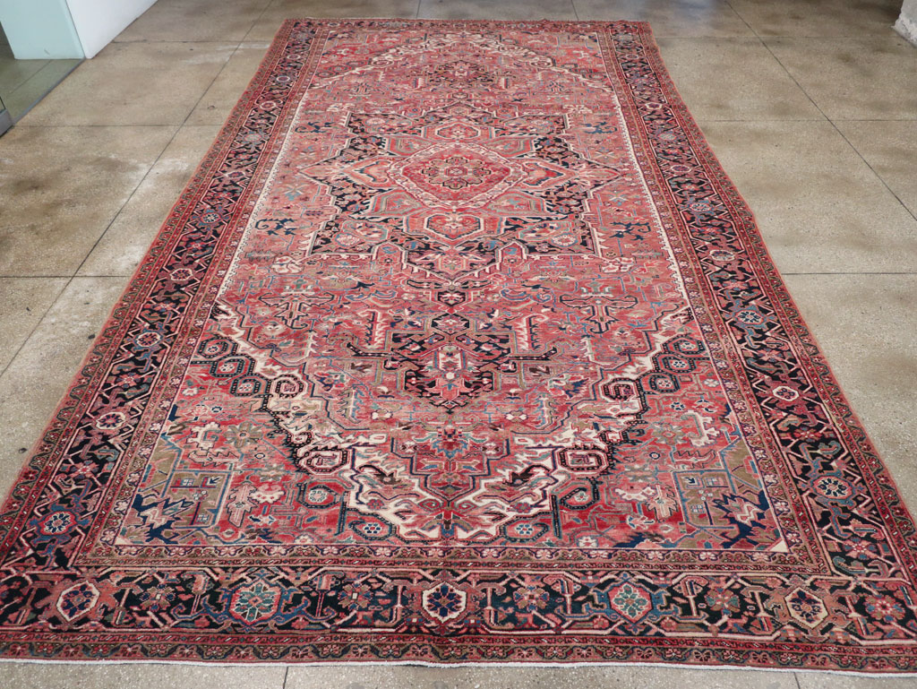 Antique Persian Heriz Large Carpet, No.31493 - Staging