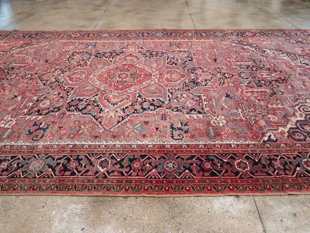 Antique Persian Heriz Large Carpet, No.31493 - Staging