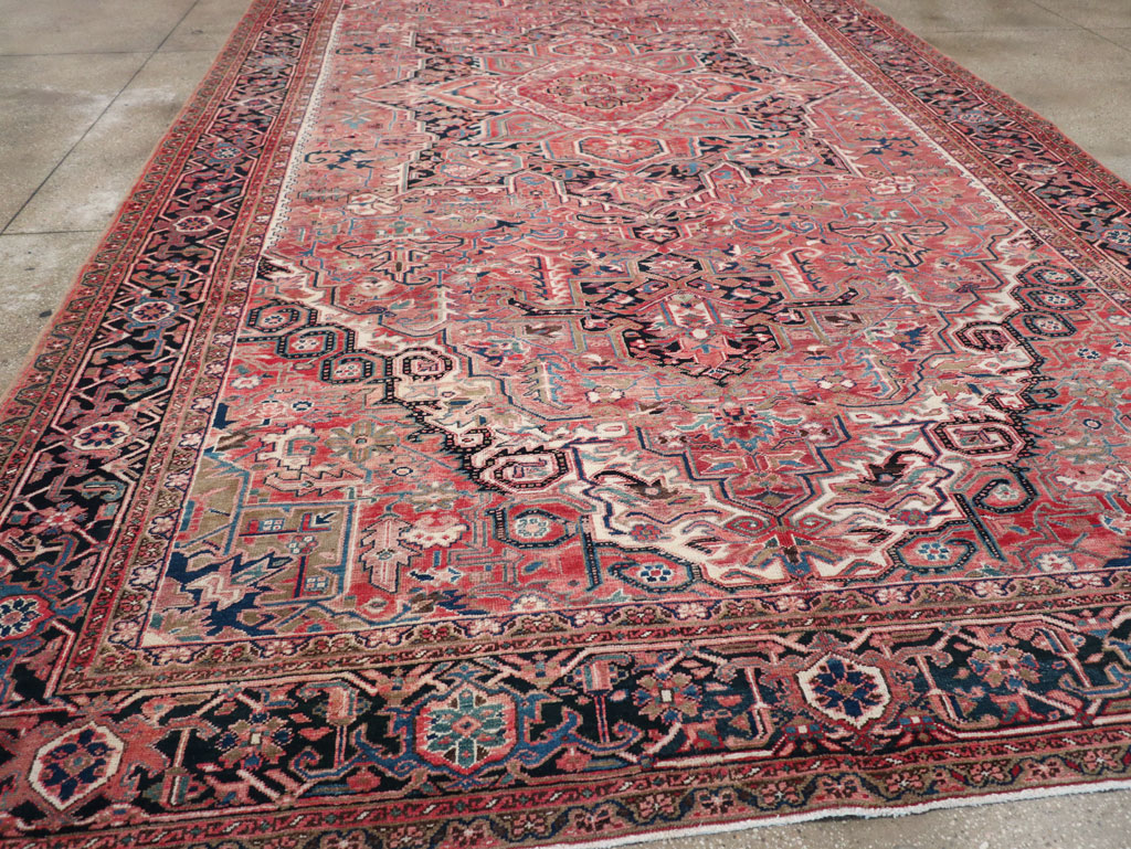 Antique Persian Heriz Large Carpet, No.31493 - Staging