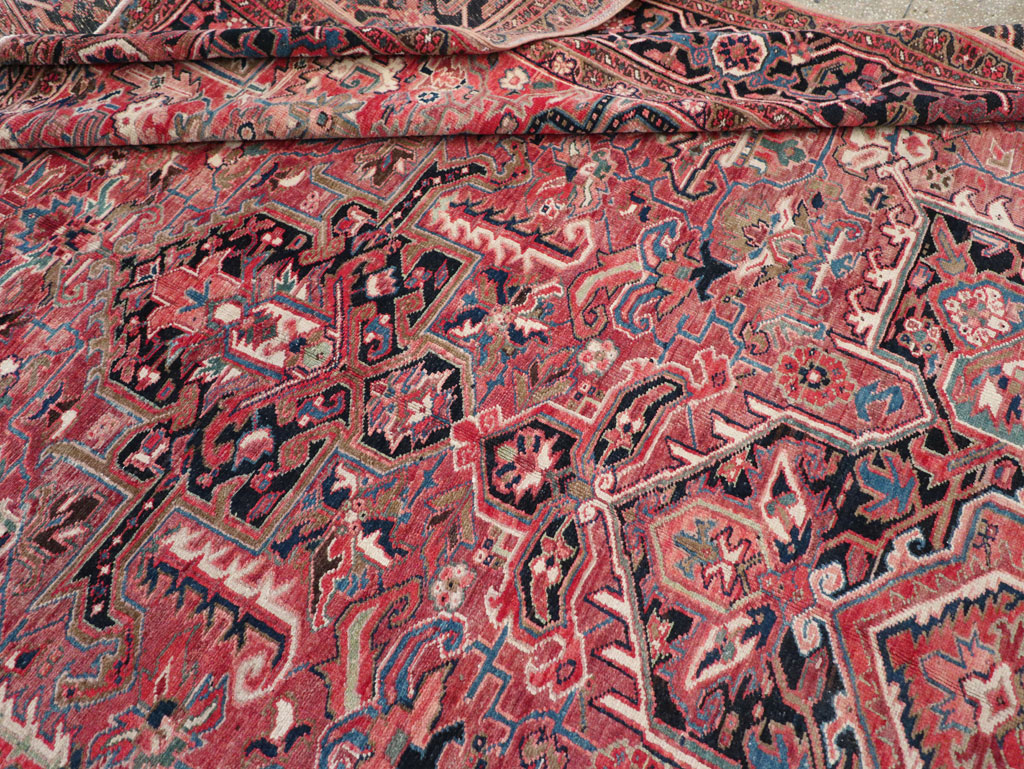 Antique Persian Heriz Large Carpet, No.31493 - Staging
