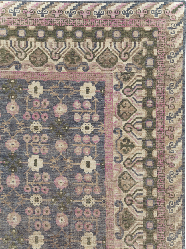 Modern East Turkestan Khotan Room Size Carpet, No.31495 - Staging